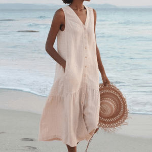 ✦ Calestra™ | Sand Whisper Linen Dress