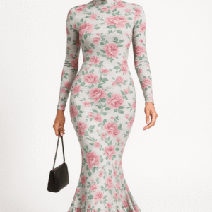 Floral Turtle Neck Maxi Dress
