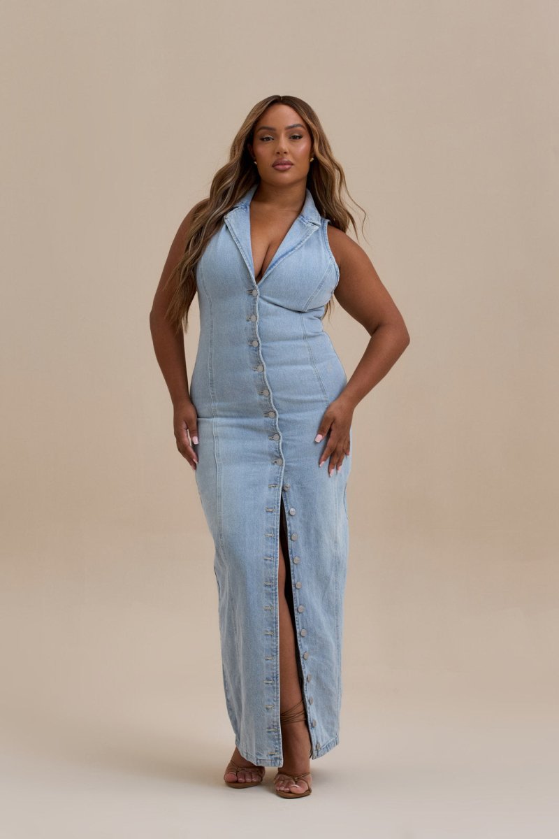 ✦ Dakota Button-Down Denim Maxi Dress - Image 8