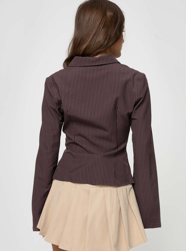 ✦ Elise Flared Pinstripe Blouse - Image 4