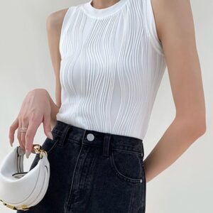 Solid Wavy Textured Tank Top