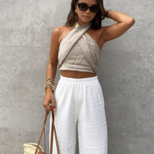 Cotton & Line Crisscross Halter Tank Top