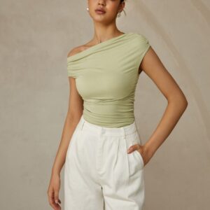 Asymmetrical Neck Sleeveless T-Shirt