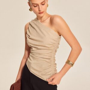 Ruched Side One-Shoulder Top