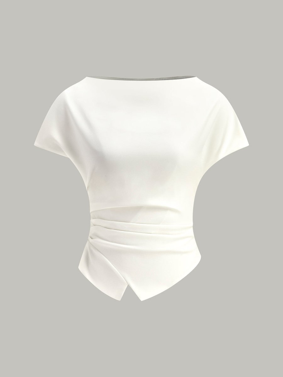 Asymmetric Hem Ruched T-Shirt - Image 8