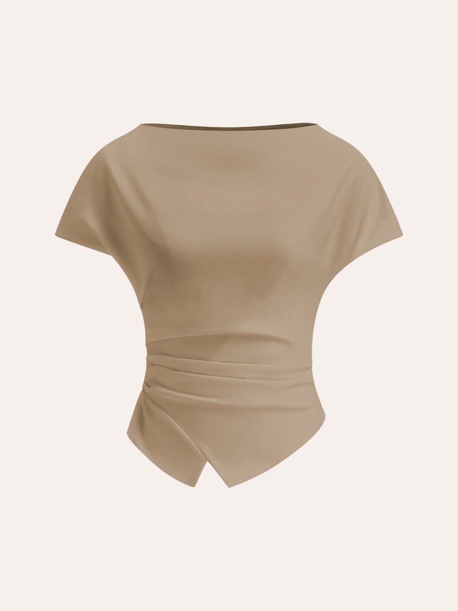 Asymmetric Hem Ruched T-Shirt - Image 11