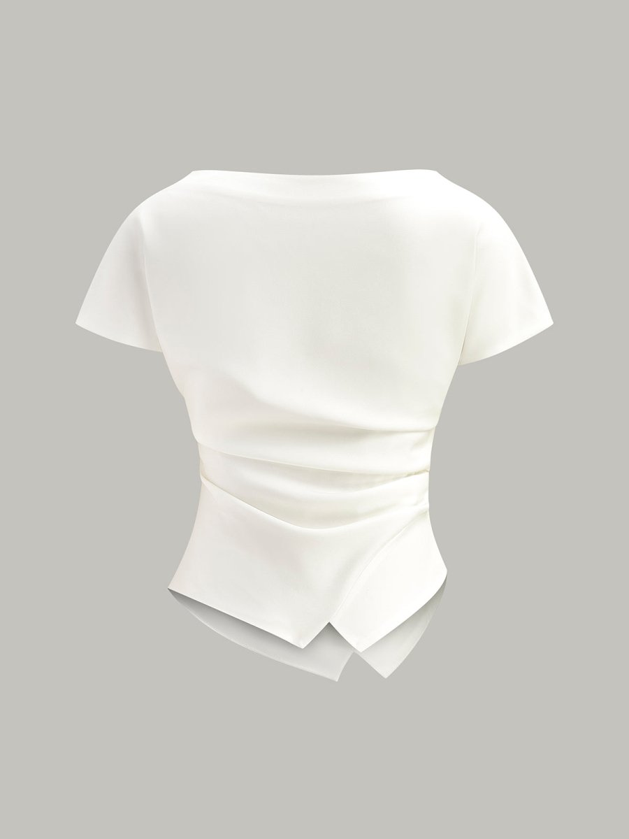 Asymmetric Hem Ruched T-Shirt - Image 9
