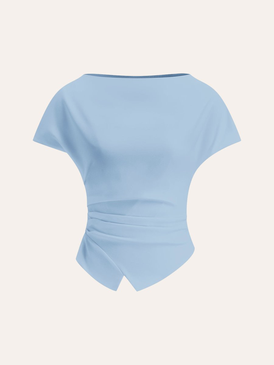 Asymmetric Hem Ruched T-Shirt - Image 14