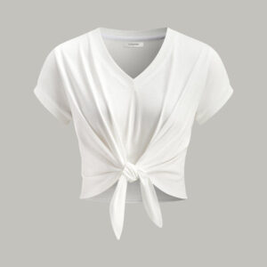 Knot Front V-Neck T-Shirt