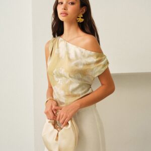 One-Shoulder Floral-Patterned Top