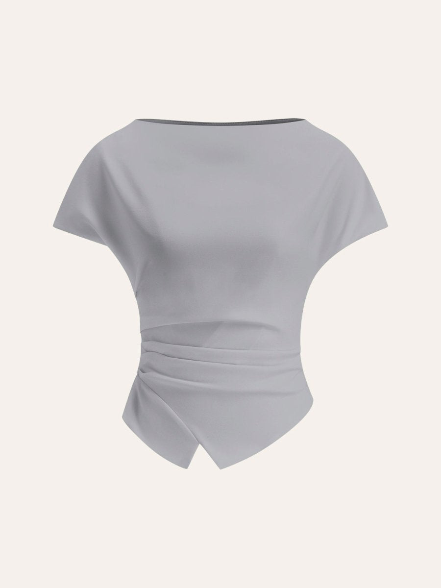 Asymmetric Hem Ruched T-Shirt - Image 13