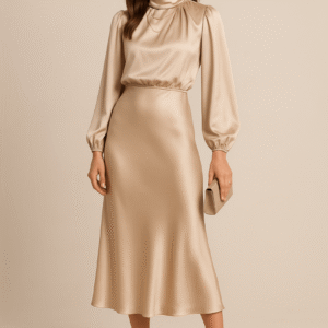 Satin High Waist Midi Dress