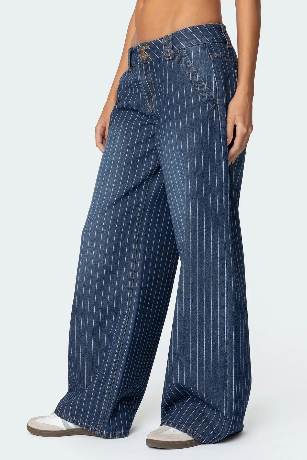 ✦ Liora Pinstripe Low-Rise Jeans - Image 4