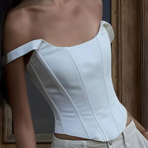 Ivory Glow Tie-Back Corset Top