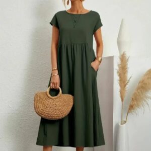 Relaxed Midi Dress with Pockets