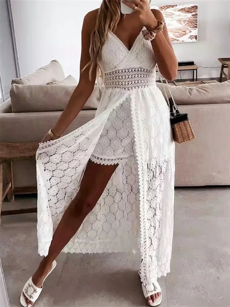Isla Lace Overlay Romper Dress