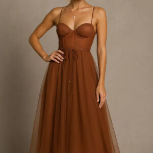 Corset Chiffon Midi Gown