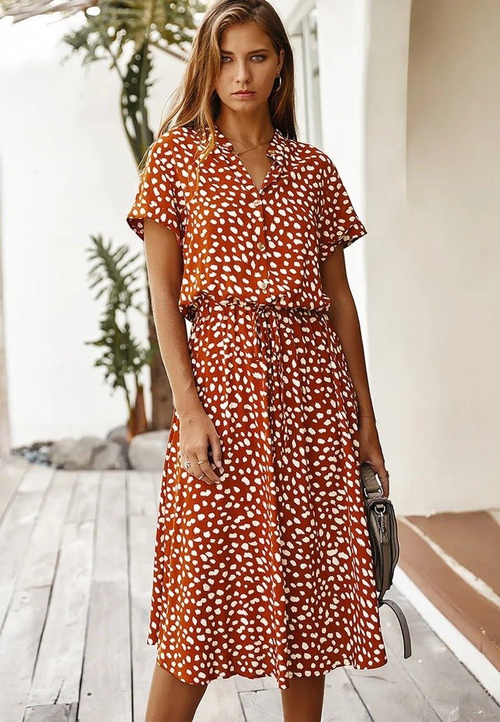 Amber - Printed V-Neck Dress - Image 14