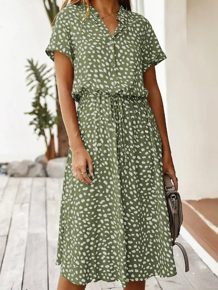 Amber - Printed V-Neck Dress - Image 12