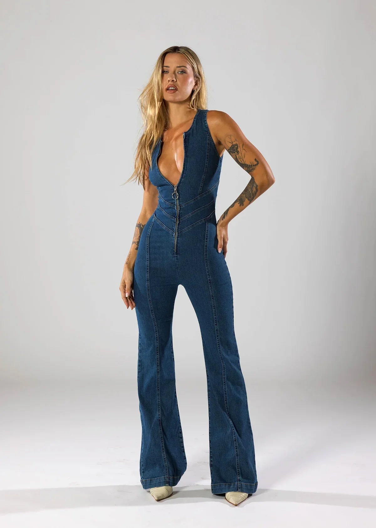 ✦ Siena Full-Zip Denim Jumpsuit - Image 3